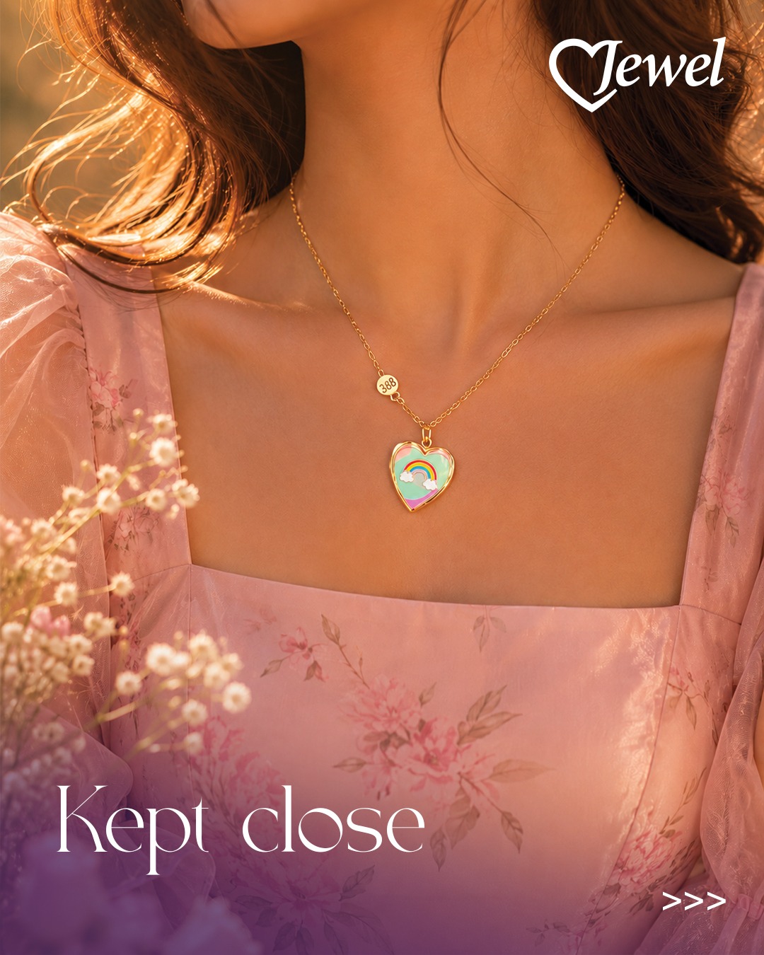 Elegant Pendant necklace Palmerston North with a heart-shaped rainbow charm, perfect for stylish everyday fashion wear.
